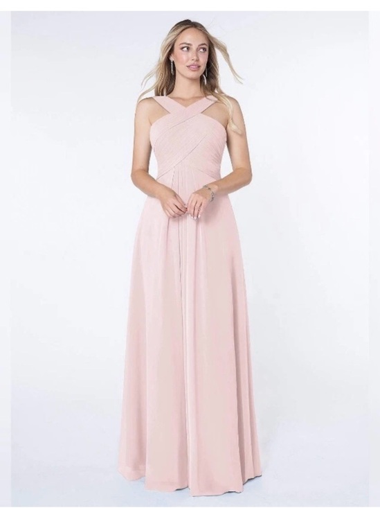 Azazie Dresses & Skirts - Azazie Bridesmaid Dress Blush Pink Chiffon Halter Pleated A-Line XS S